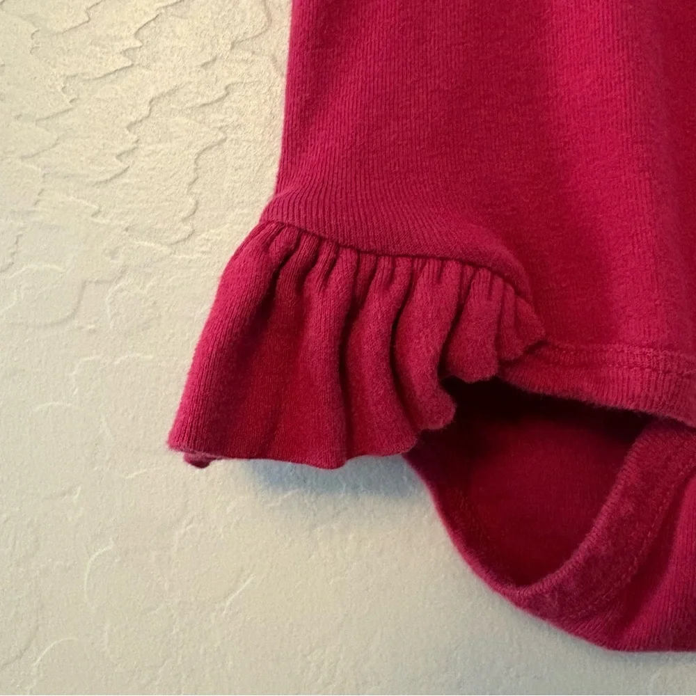 Kate Quinn dark red long sleeve cotton ruffle leg bodysuit one piece 6-12 months